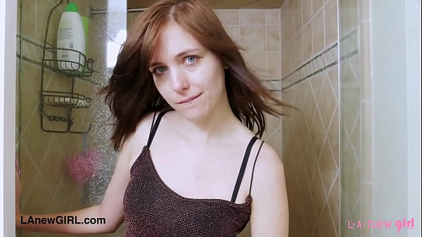 Hot brunette took a shower