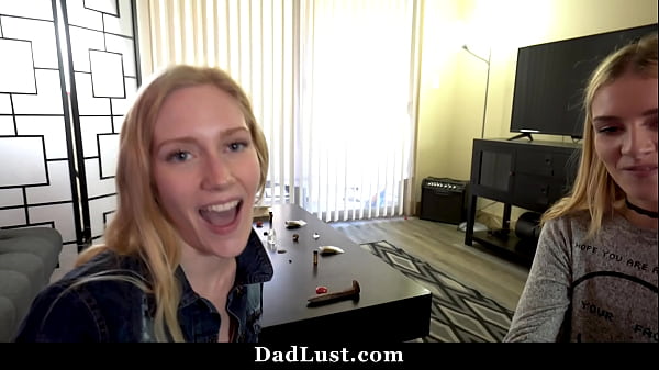 Twin Step Daughters Having a Sleepover and Fuck with Stepdad – Dadlust