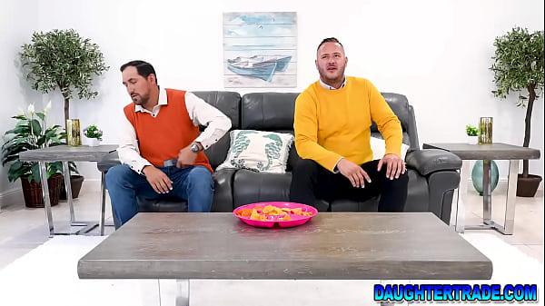 Stepdaughters Serena Hill and Marina Vaylor fights and show who can make each others stepdads cum first