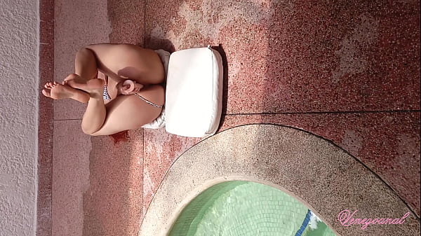 Her tight asshole is ready for my big cock so i fucked her asshole by the pool