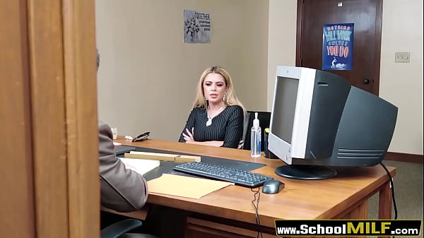 Horny Stepdaughter Puts Her Stepmother in a Tight Spot: A Sexy MILF Sucks the Campus Principal’s Cock – www.SchoolMILF.com