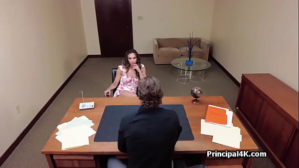 Principal enjoys Latina wifes boobies before she throats his dick